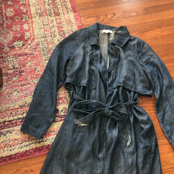 Cloth and stone chambray trench jacket size small - Picture 4 of 8